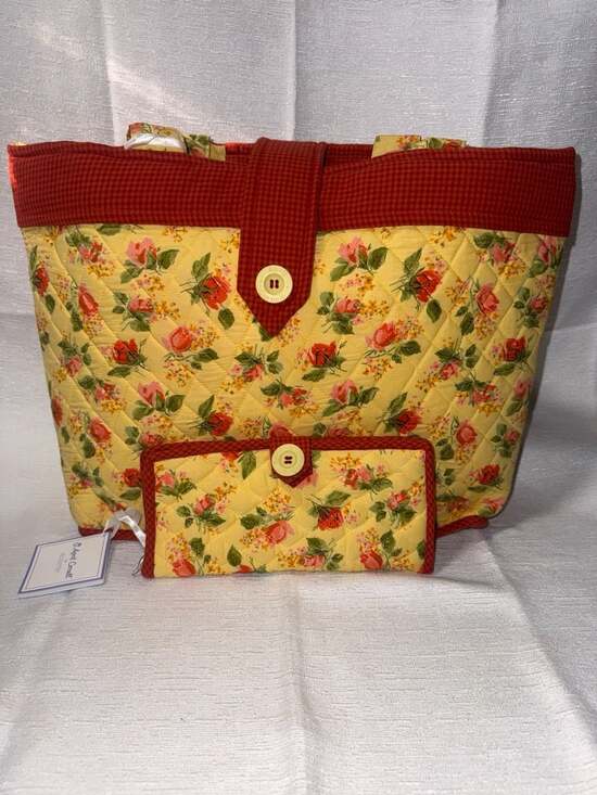 April Cornell Handbags - April Cornell for Silvestri Floral Quilted Tote Bag and Matching Wallet Set